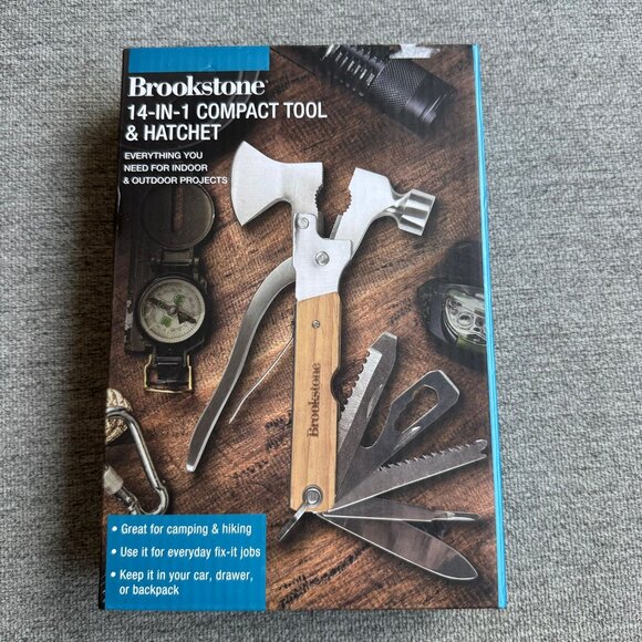 Brookstone 14 In 1 Compact Tool & Hatchet Camping Outdoor - Picture 2 of 4